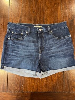 Levi's Dark Blue Rolled-Hem Denim Shorts